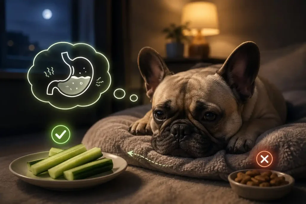cucumber for frenchie at night time