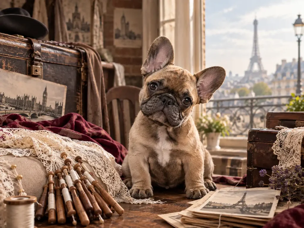 French Bulldog puppy representing the breed’s journey from England to Paris